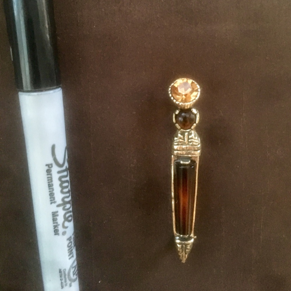 Tortoise, Gold, Faux Citrine Brooch Pin (Costume)